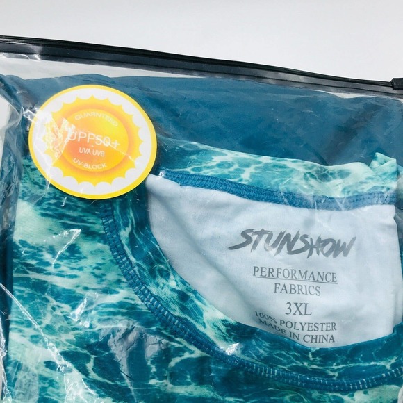 Stunshow Men's 3XL Fishing Shirt Blue Green Seawater Long Sleeve NWT BS21 - Picture 3 of 5